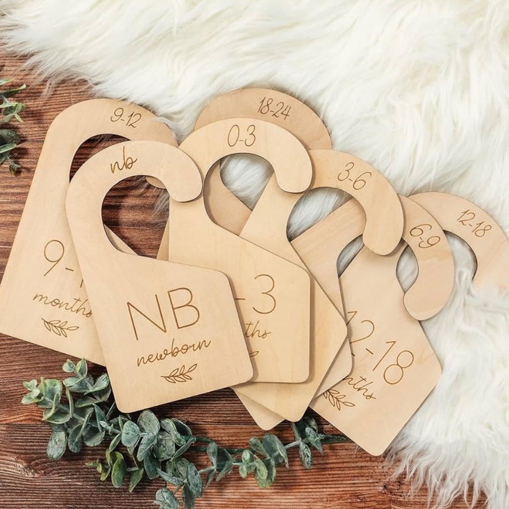 Engraved Wooden Nursery Closet Dividers